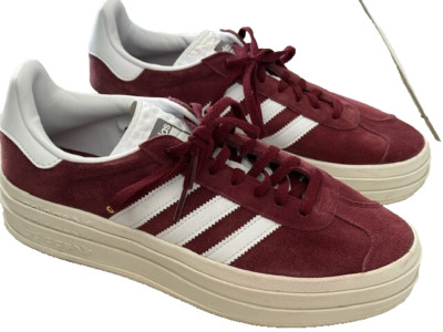 Adidas Gazelle Bold Retro Platform Sneakers Shoes Mens 9.5 Burgandy White Suede