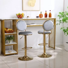 Set of 2 Bar Stools with Back and Footrest Counter Height Dining Chairs
