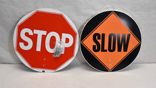Stop Slow Double Sided Sign 18" Plastic with Metal With Hardware Pack Of 5