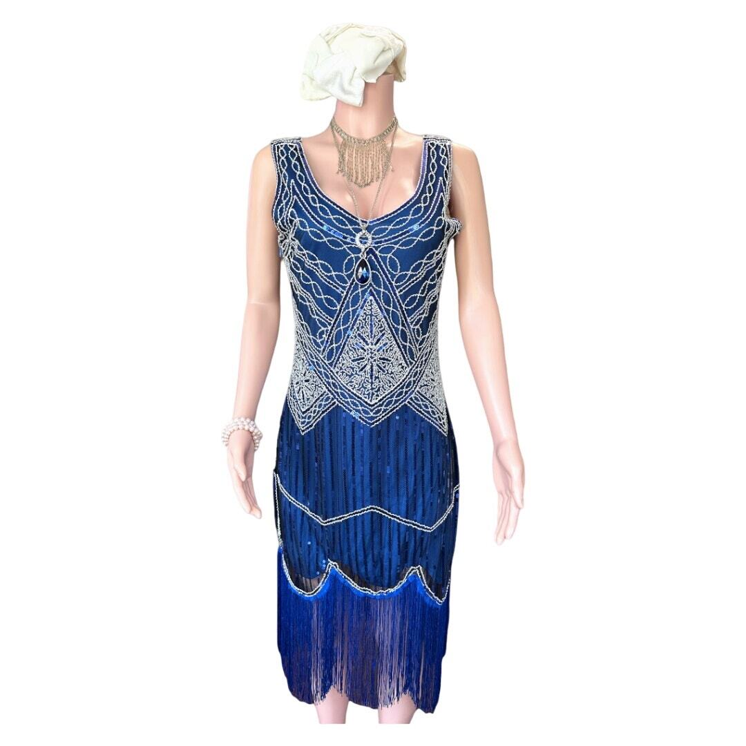 blue fringe flapper dress Rare 1920's Icicle Fringe Flapper Dress in French Blue Silk / M – Xtabay  Vintage