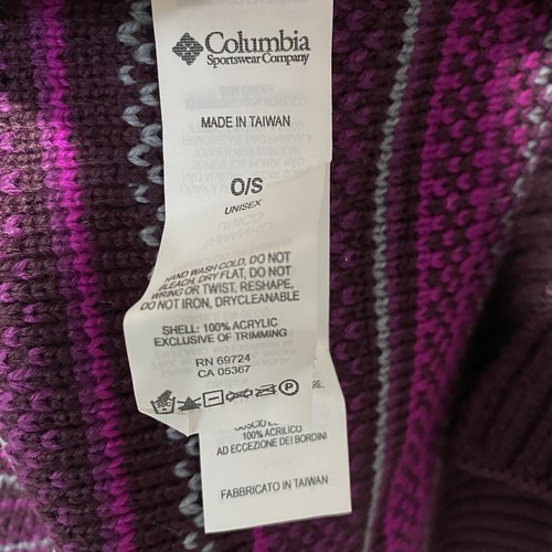 Columbia Womens Purple Print Knit Scarf OS 9"x68" 100% Acrylic Rectangle - Picture 7 of 8
