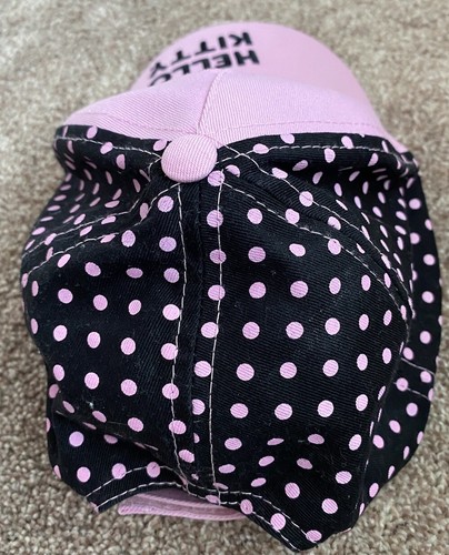 Girls Hello Kitty Hat-Pink & Black - Polka Dots - Logo - Adjustable - Picture 3 of 6
