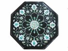 12 " Dekorativ Schwarz Marmor Kaffeetisch Stein Pietra Dura Blumenmuster