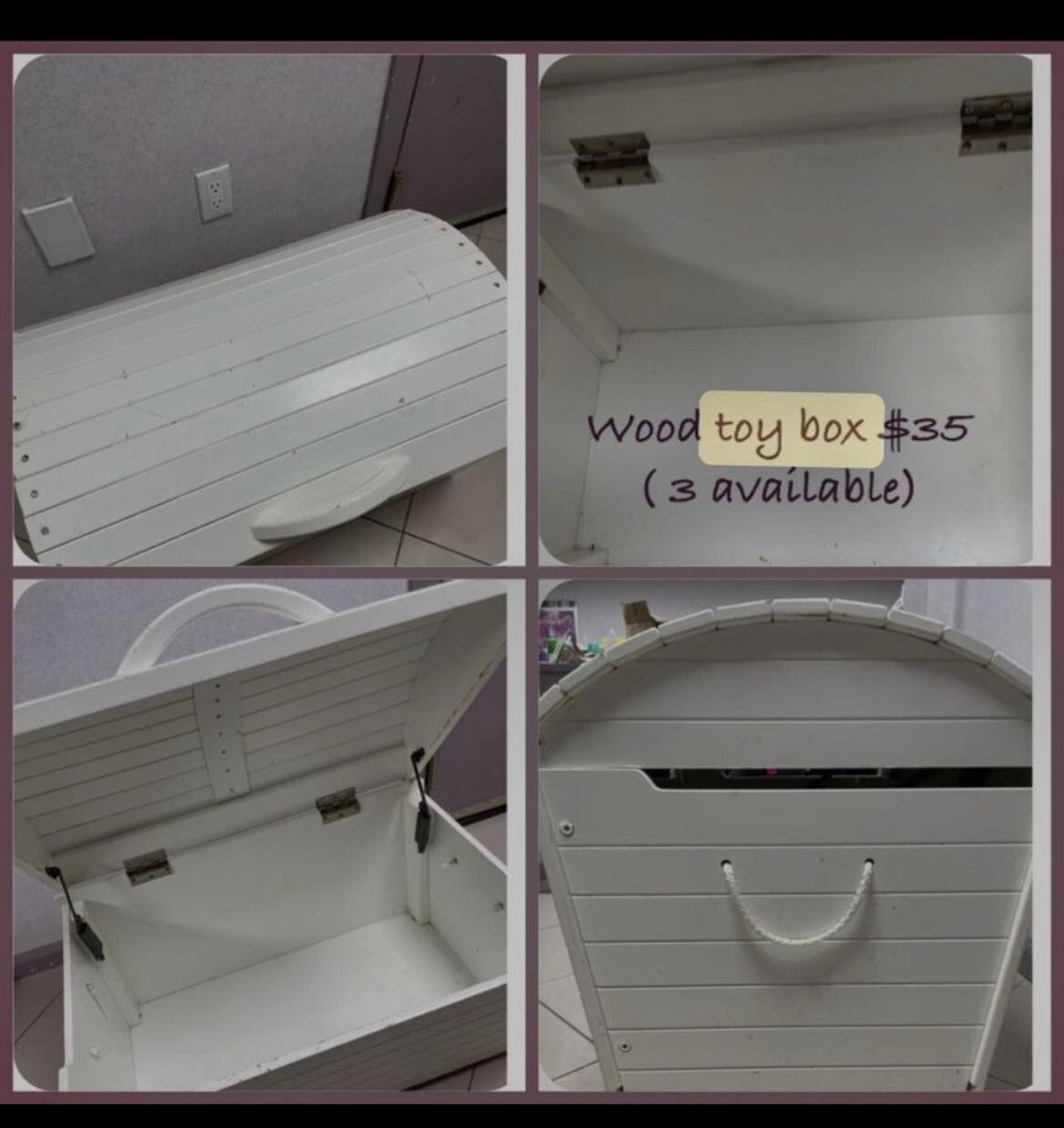White wood toy box Lift top eBay