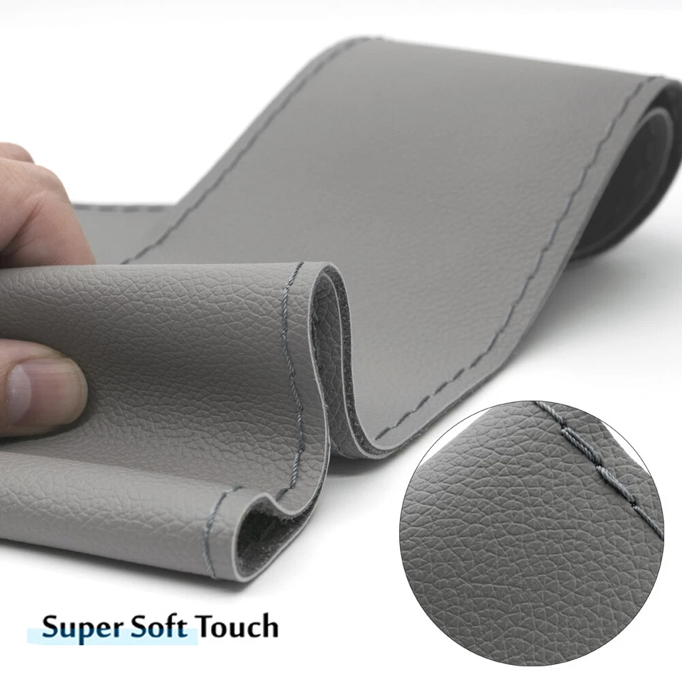 Cubierta de volante de coche de EE. UU. Protector de hilo de aguja GRIS HÁGALO USTED MISMO coser a mano cuero Foto 3 de 4