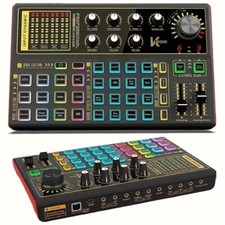 LED Light Voice Changer Live Sound Card Mixer Board with Multiple Sound Effects