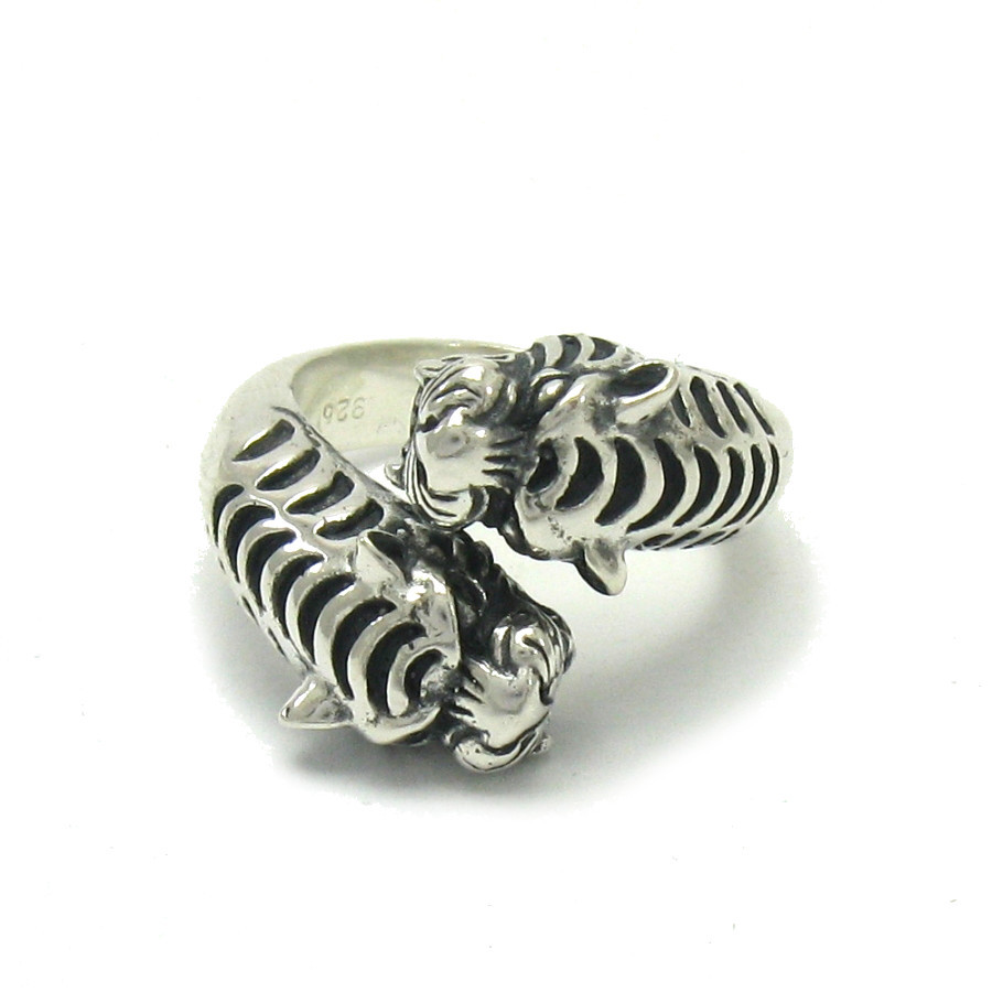 指輪・リング BLENDOFF White Tiger Ring Silver 925 Genuine Sterling Silver Ring Solid 925 Two Tigers Perfect