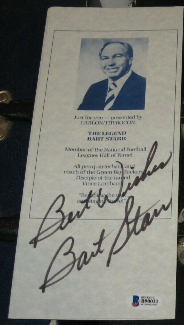 Bart Starr Autographed Signed Green Bay Packers Achievement Dinner Brochure BAS 