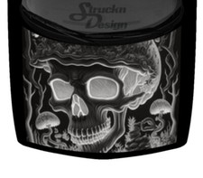 Blacklight White Mushroom Vines Skull Hood Wrap Vinyl Graphic Decal 58