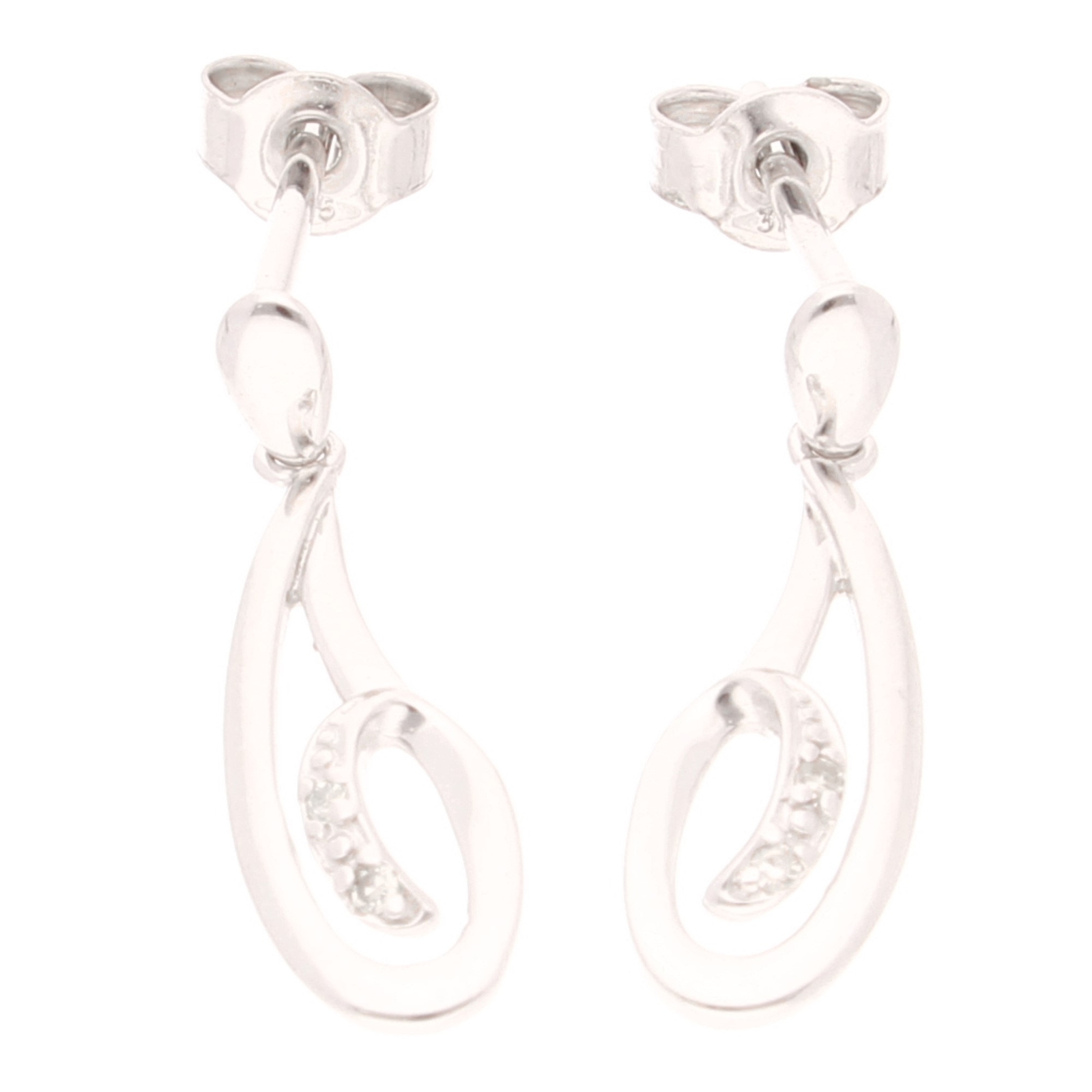 9Carat White Gold Diamond Drop Stud Earrings (19.5x6mm)