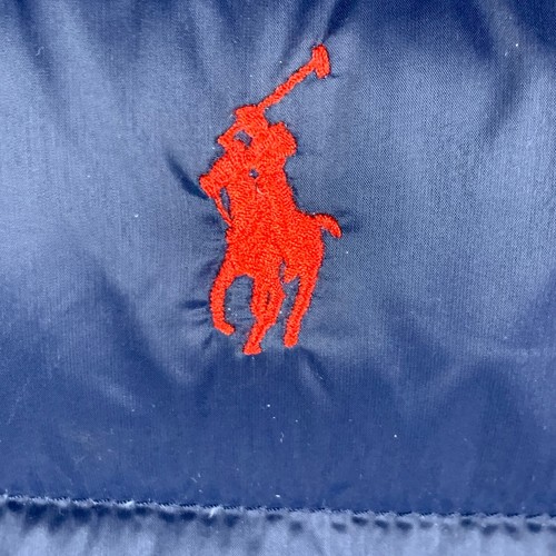 Polo Ralph Lauren Puffer Blue Vest Mens Large- White Duck Down Full Zip-088 - Picture 3 of 12