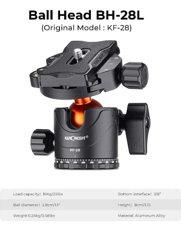 K&F Concept 68" Carbon Fiber Camera Tripod Quick Release Plate 10KG Load Compact - Image 4 of 4