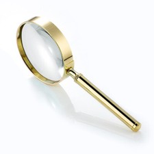 2.5X Optical Glass Magnifier 70mm Lens Gold Metal Frame Magnifying Glass