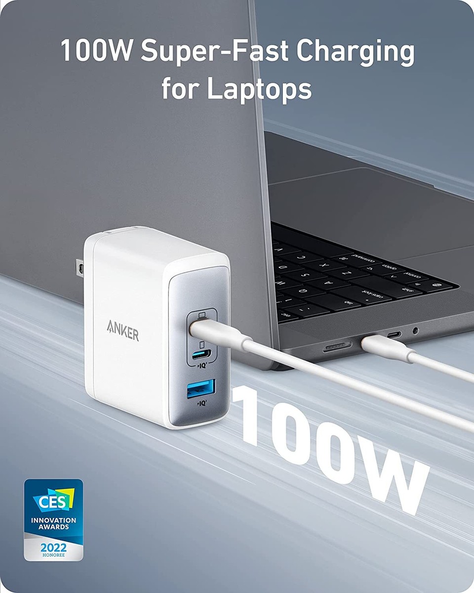 Anker 100W USB-C Wall Charger 3-Ports GaN II Tech Fast