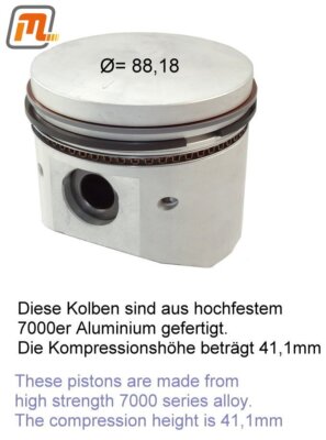 FORD Capri Cortina piston OHC 1,6l 68-88HP oversize 0.50mm ALLOY HD set of 4 pcs