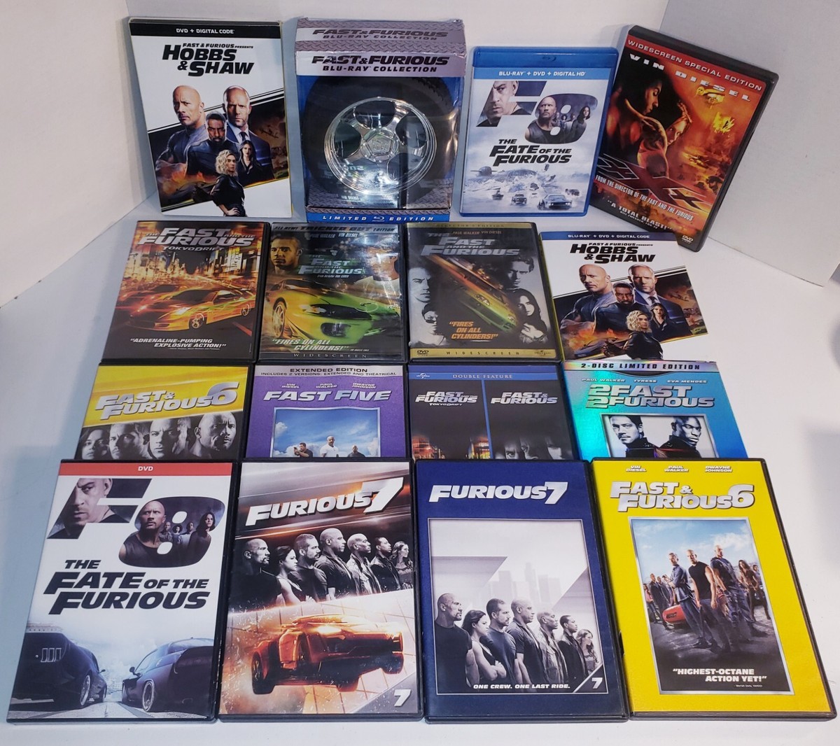 FAST FURIOUS 1-8 Movie Collection Limited Edition Set F8 Blu-ray 1-8  DVD++