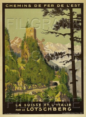 LÖTSCHBERG TRAIN SUISSE Rqpf - POSTER HQ 50x70cm d'une AFFICHE VINTAGE