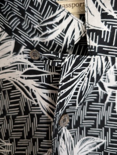 Island Passport Shirt Mens 2XL Black Hawaiian Loop Collar Rayon Button Up Casual - Picture 2 of 16