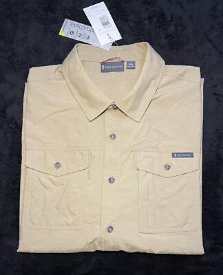 Free Country Men's Expedition Nylon Rip-Stop Short Sleeve Shirt TAN Sz XXL, NWT