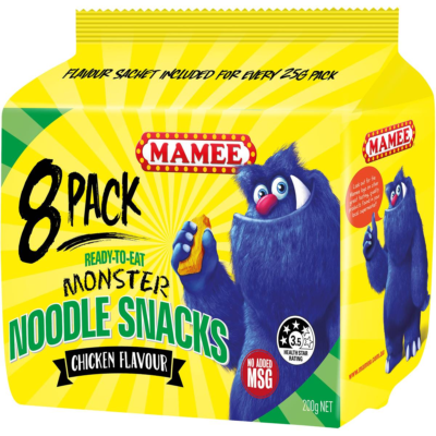mamema Mammee Monster Noodle Snacks Chicken Flavoured Multi Pack 8 Packs