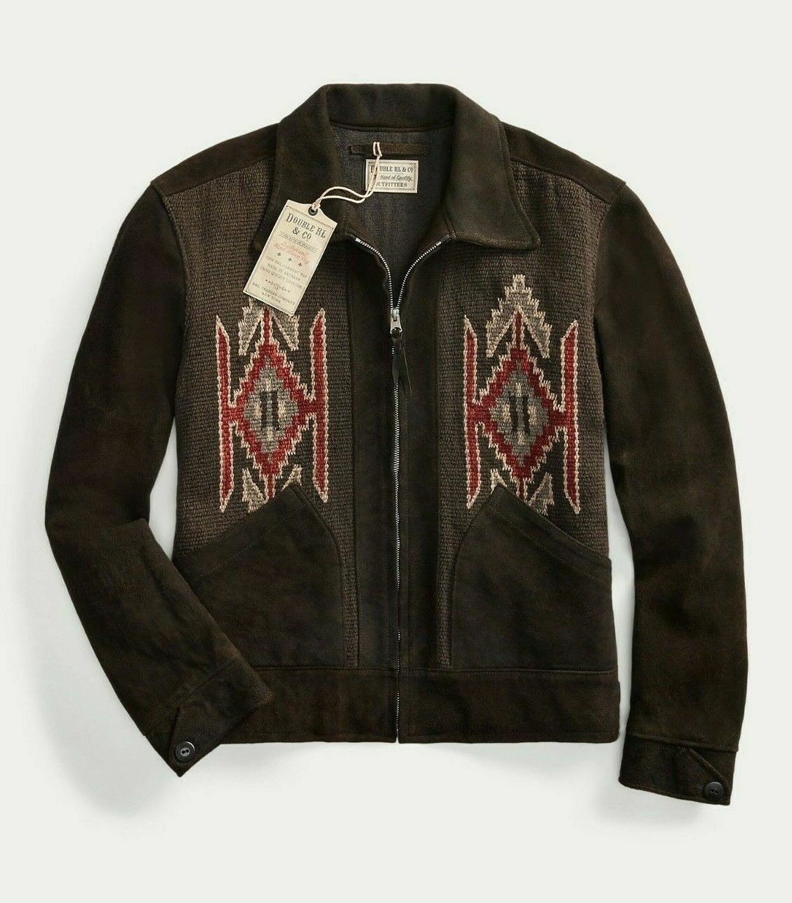 Ralph Lauren RRL Vintage Black Paneled Suede Western Jacket New $2400