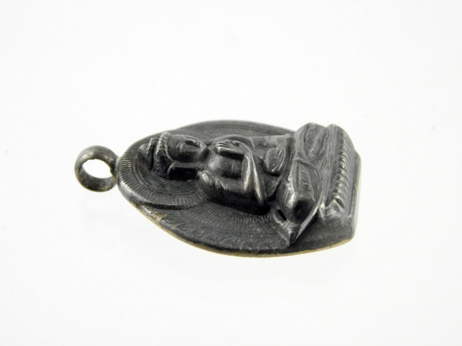 Vintage Silvertone Metal Buddha Figural Pendant U… - image 5