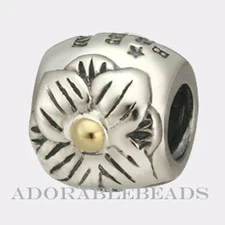 Authenitc Chamilia Silver & 14KT Gold Flower Bead KB-6 *RETIRED*