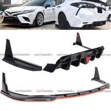 Red Line Front Bumper Splitter Lip+Rear Diffuser Winglet For Camry SE XSE 18-24