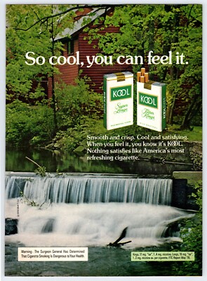 cigarette waterfall vintage 1950s large size magazine ad SALEM cigarettes mancave Maruk Waterfalls - No Nicotine