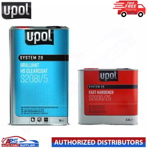 UPOL BRILLIANT HS CLEARCOAT S2081/5 5L WITH S2030/25 FAST HARDENER 2.5L 7.5L KIT
