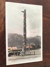 Totem Pole at Station Jasper Alberta Canada Postcard