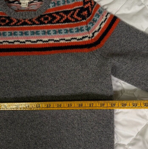 J.Crew Nordic Sweater Lambswool Fair Isle Apres Ski Childrens XL Grey Orange - Picture 5 of 9