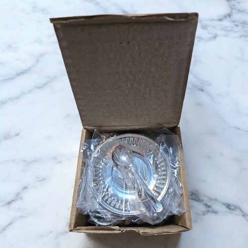 Veracruz Bellini Porcelain Espresso Cup Silverplate Saucers Spoons Set of 4 READ - Picture 17 of 17