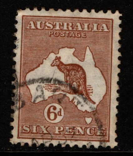 Australia 1929 1930 6d Six Pence Kangaroo Sm Multi Wmk SG107 Used - 第 1/1 張圖片
