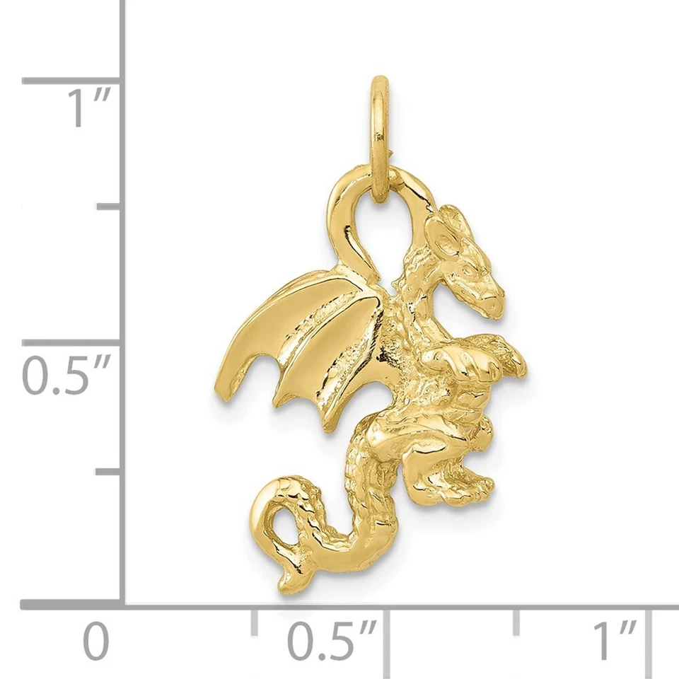 10K Yellow Gold Solid Polished 3-Dimensional Dragon Charm - Image 3 of 4