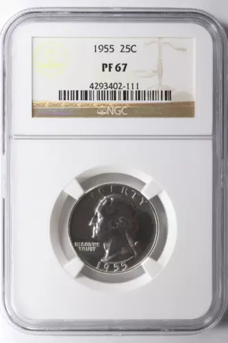 1955 Washington Proof Silver Quarter NGC PF67 25c