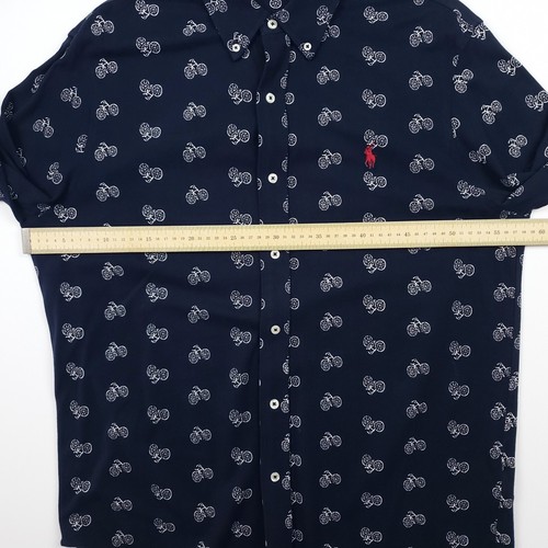 Ralph Lauren Featherweight Mesh Shirt Large Men Bicycle Print Bike Blue Pristine - Picture 9 of 15