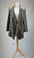 Evans Waterfall Faux Wool Coatigan With Fur Collar Uk 22 Rrp £65 Nh101 Kk 08