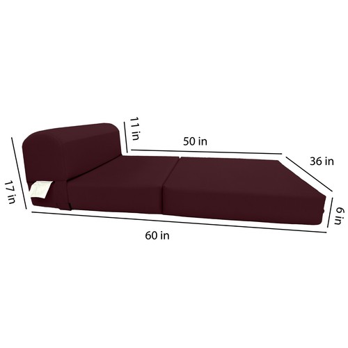 Silla para dormir Borgoña cama de espuma plegable, colchón portátil para dormir 6 x 36 x 70 - Imagen 5 de 6