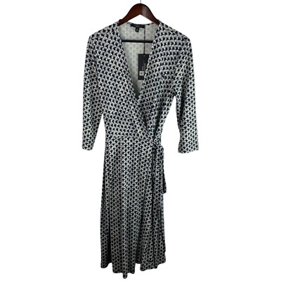 Weekend Max Mara Women s Sz XL Ramo White Blue Print Wrap Dress New Designer 