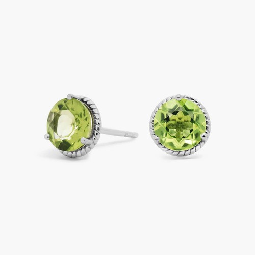 2.50 Ct Peridot Stud Earrings 925 Solid Sterling Silver - Picture 4 of 4