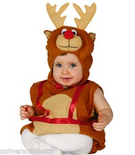 Costume veste marrone baby Renna con cappuccio Tg da 6 a 24 mesi