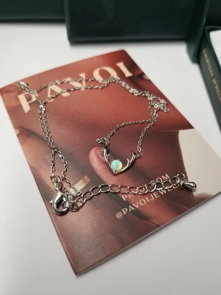 Collar PAVOI Chapado en Oro 14K Creado Ópalo Blanco Cuerno 16" a 18" (Lote de 3) Foto 2 de 4