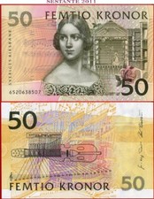 SWEDEN 50 KRONOR 1996 First date P 62a UNC free shipping from 100$