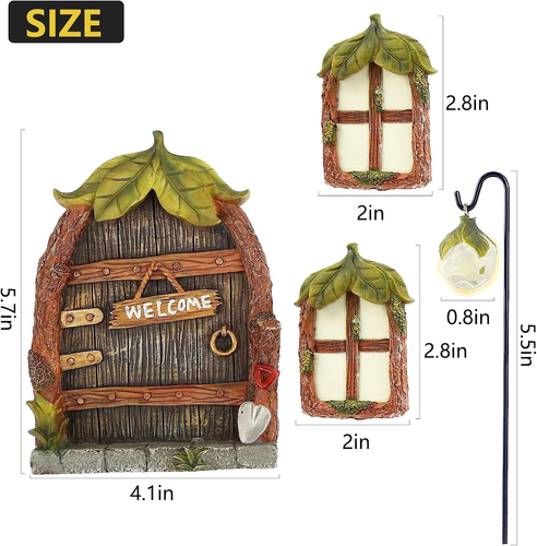 Miniature Fairy Garden Accessories Fairy Door and Windows for Trees, Glow in the - Picture 2 of 12
