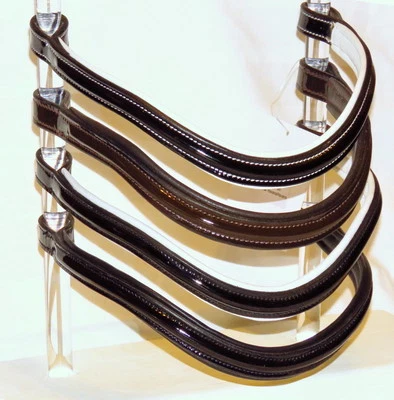 FSS CURVE U SHAPE Comfort Padded SHINEY PATENT GLOSS German Browband 4 Bridle