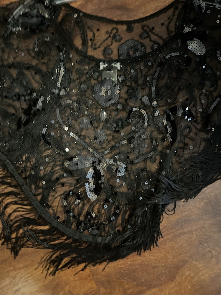 Victoria Harbour Black Fringe Lace Bolero Cape Sequence