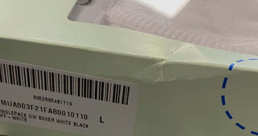 $79 Off-White Men White Cotton Stretch Logo Underwear 1-Pair Boxer Brief Size L