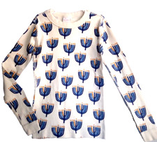 Hanna Andersson 10y  Holiday PJ top Hanukkah Menorah 100 Organic Cotton