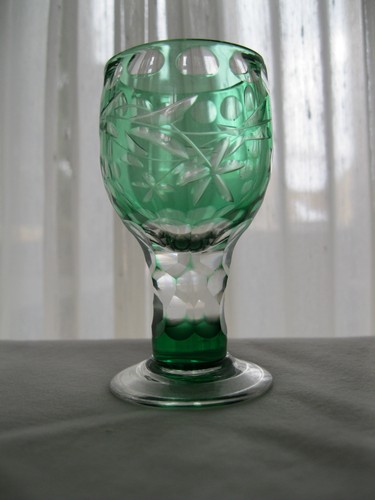 light mint green cut to clear crystal liqueur shot glasses